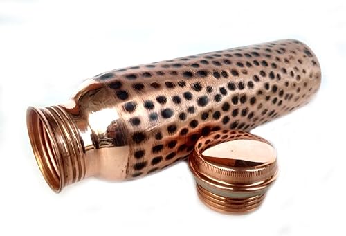 Miniatura 4 de Rastogi Handicrafts Tanque de almacenamiento de agua martillado de cobre puro Pote marrón 4 litros de capacidad con Tumble y botella de cobre