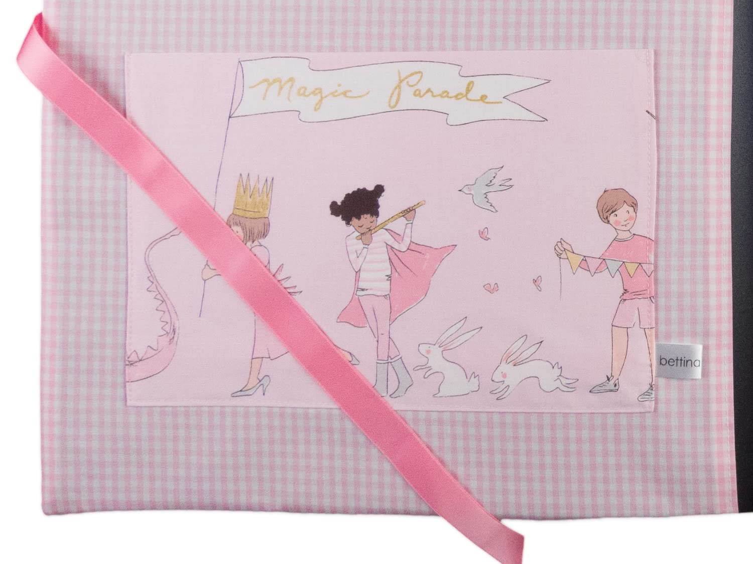 bettina bruder - Sammelmappe DIN A3 - innen 30 Sichthüllen - Einhorn Kinder rosa weiß Vichykaro