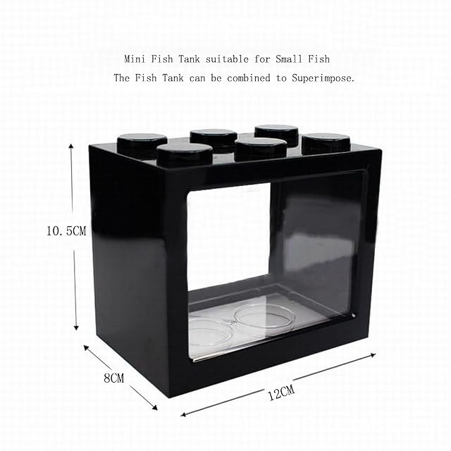 Foto 2 de 7 de OMEM Mini Pecera, Pecera de Escritorio con Micropaisaje, Kit de Acuario Superpuesto (Negro)