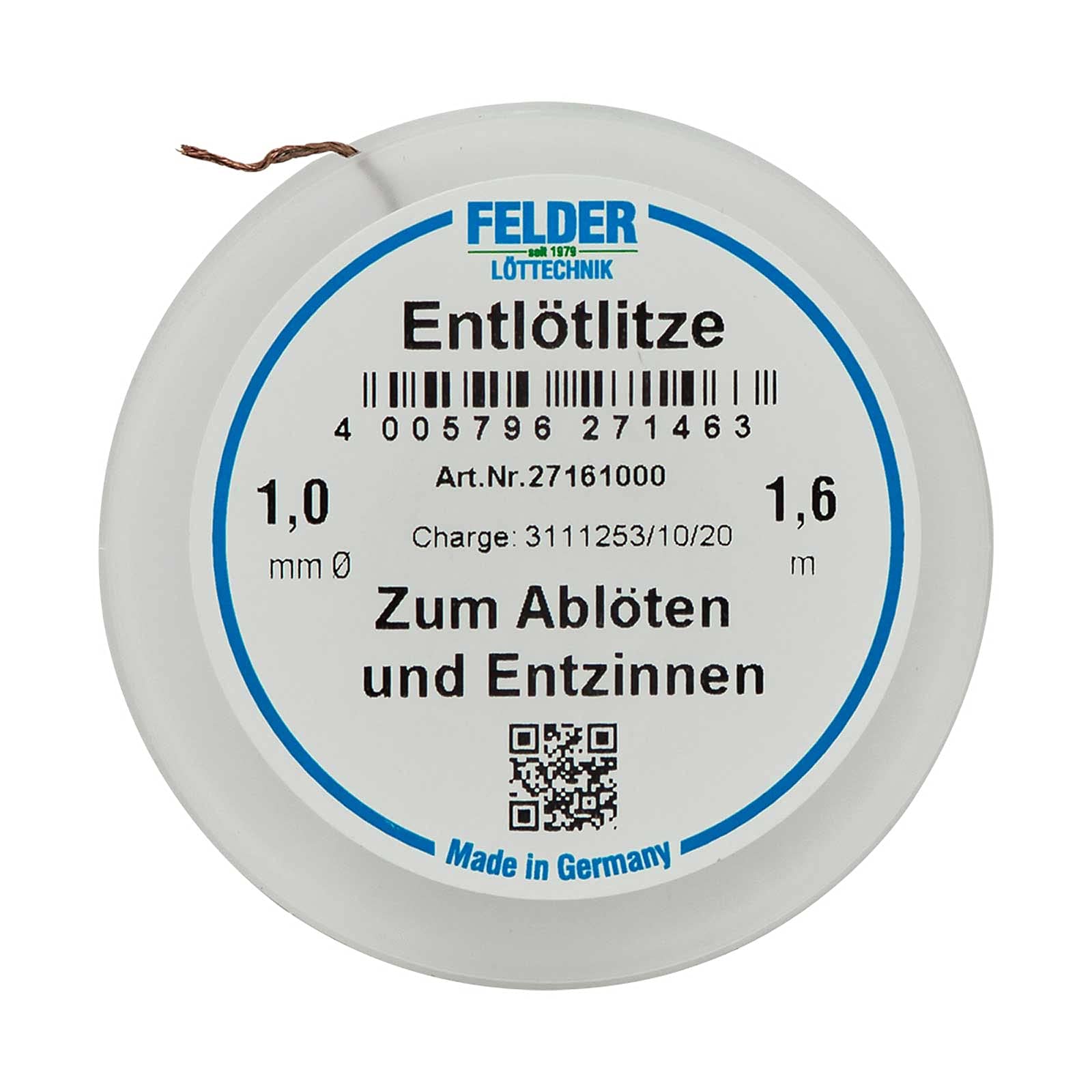 Felder 27161000 Desoldering Wire, Fluxe-Soaked, 1.00 mm, 1.60 m  
