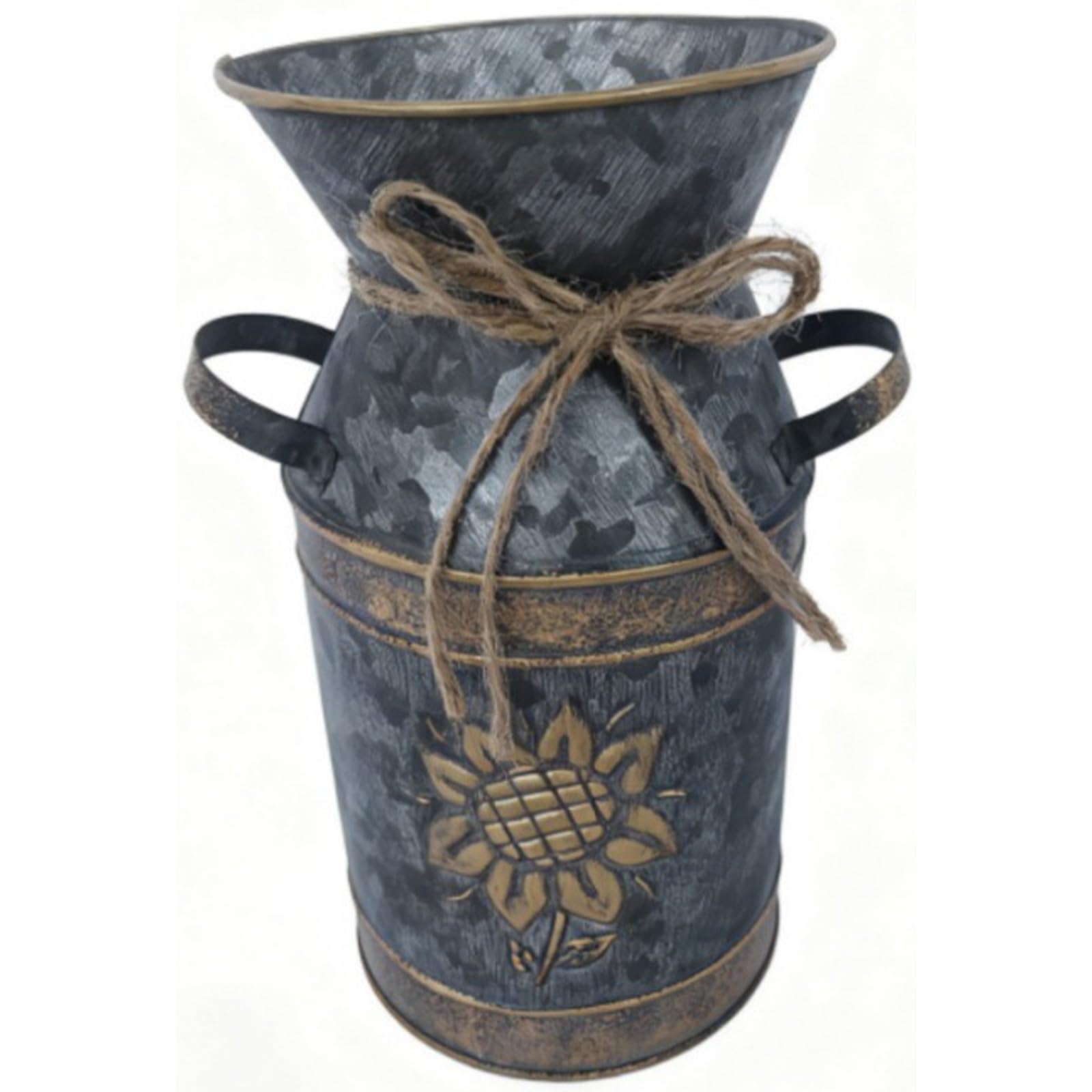 Kalttoy Farmhouses Styles Iron Florals Display Vases Sunflowers Embellishment Tabletop Decoration Iron Sunflowers Milk Can Vases