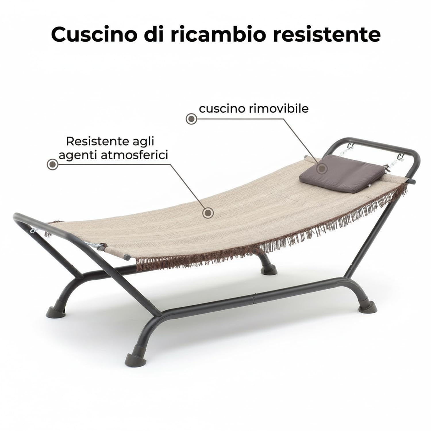 Marvin Cuscino di Ricambio per Amaca Bali Sospesa Colore Beige Tessuto Morbido Imbottito Resistente (Beige)