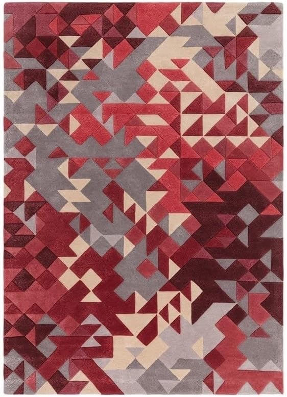 Handmade Wool Geometric Area Rug – Modern Hand-Tufted Carpet for Living Room & Bedroom Décor (6x9 Feet)