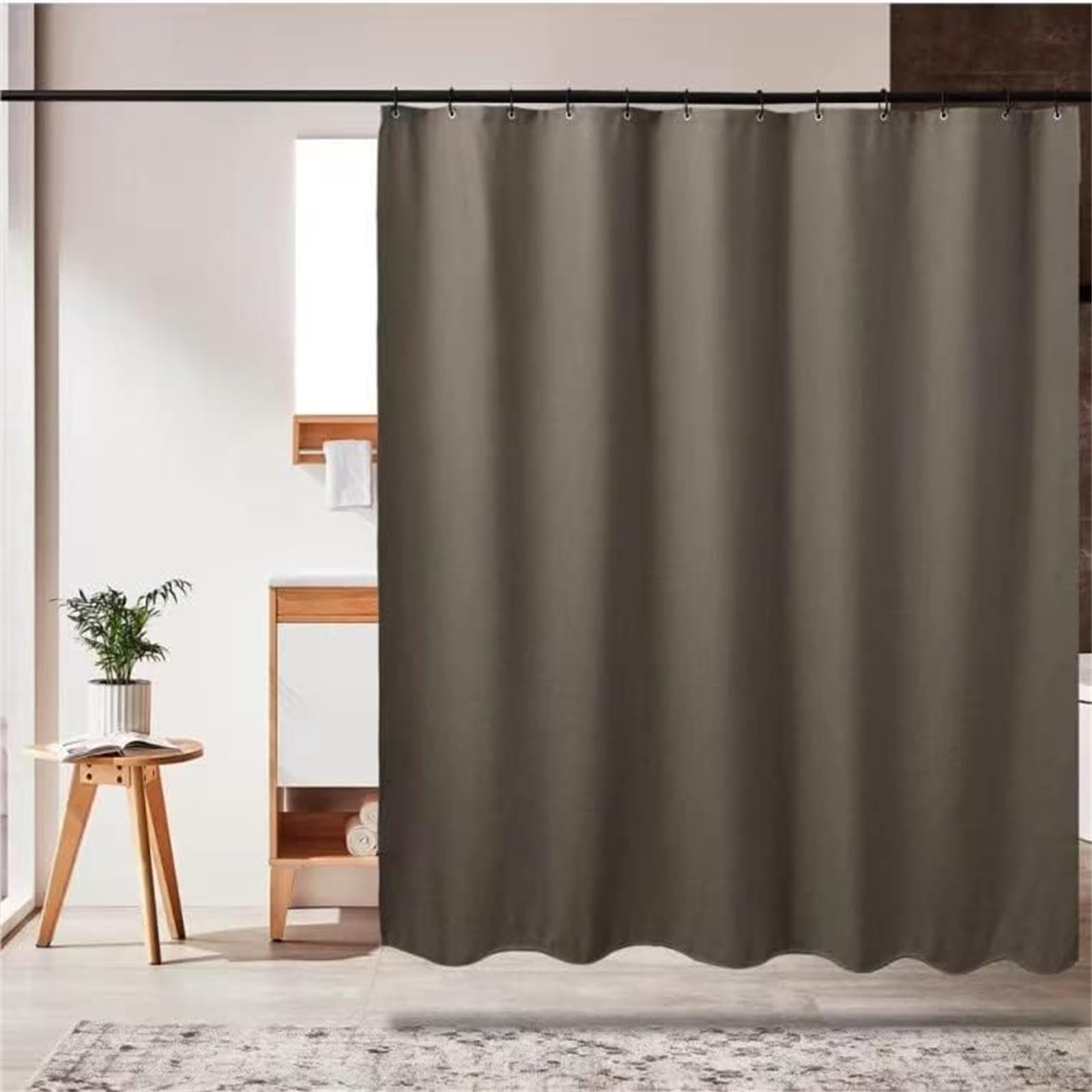 wintfarm Extendable Shower Curtain Poles 48-133 cm,No Drill Tension Rod Adjustable Shower Curtain Rail,Non-Slip,Never Rust,304 Stainless Steel,for Bathroom,Kitchen,Garderobe(Black - Image 3