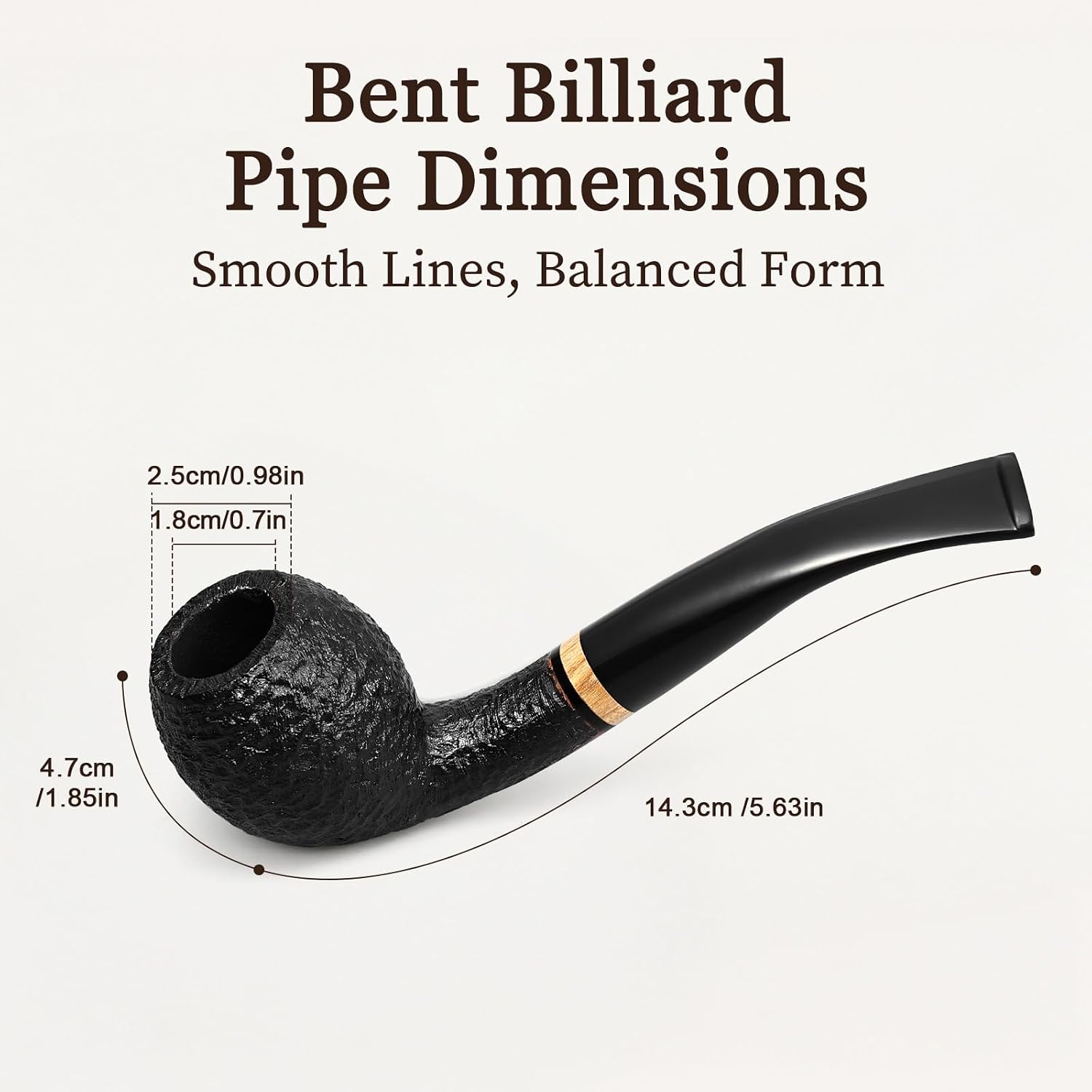 Briar Wood Tobacco Pipe for Men - Premium Bent Billiard Smoking Pipe with Gift Box and Pouch - Handcrafted Rustic Design for Collectors and Pipe Enthusiasts