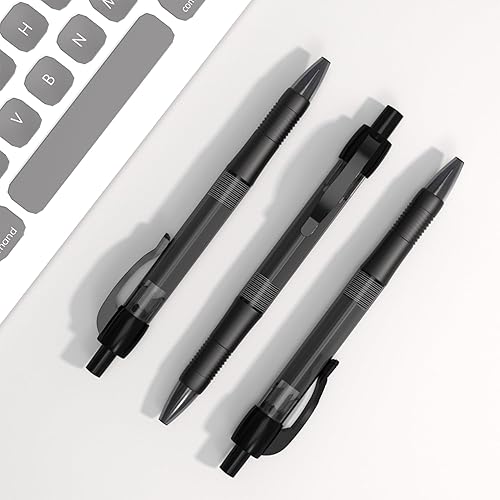 Miniatura 6 de Deegtran Bolígrafos a granel, paquete de 30 bolígrafos de tinta negra que no manchan con agarre suave, bolígrafos retráctiles de bola al por mayor