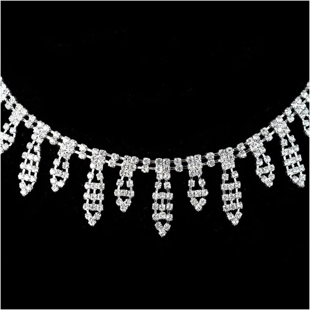Various Kinds of Rhinestone Tassel Chain Trim, Crystal Close Chain Applique for Sewing Crafts Wedding Bridal Party DIY Decoration 1 Yard