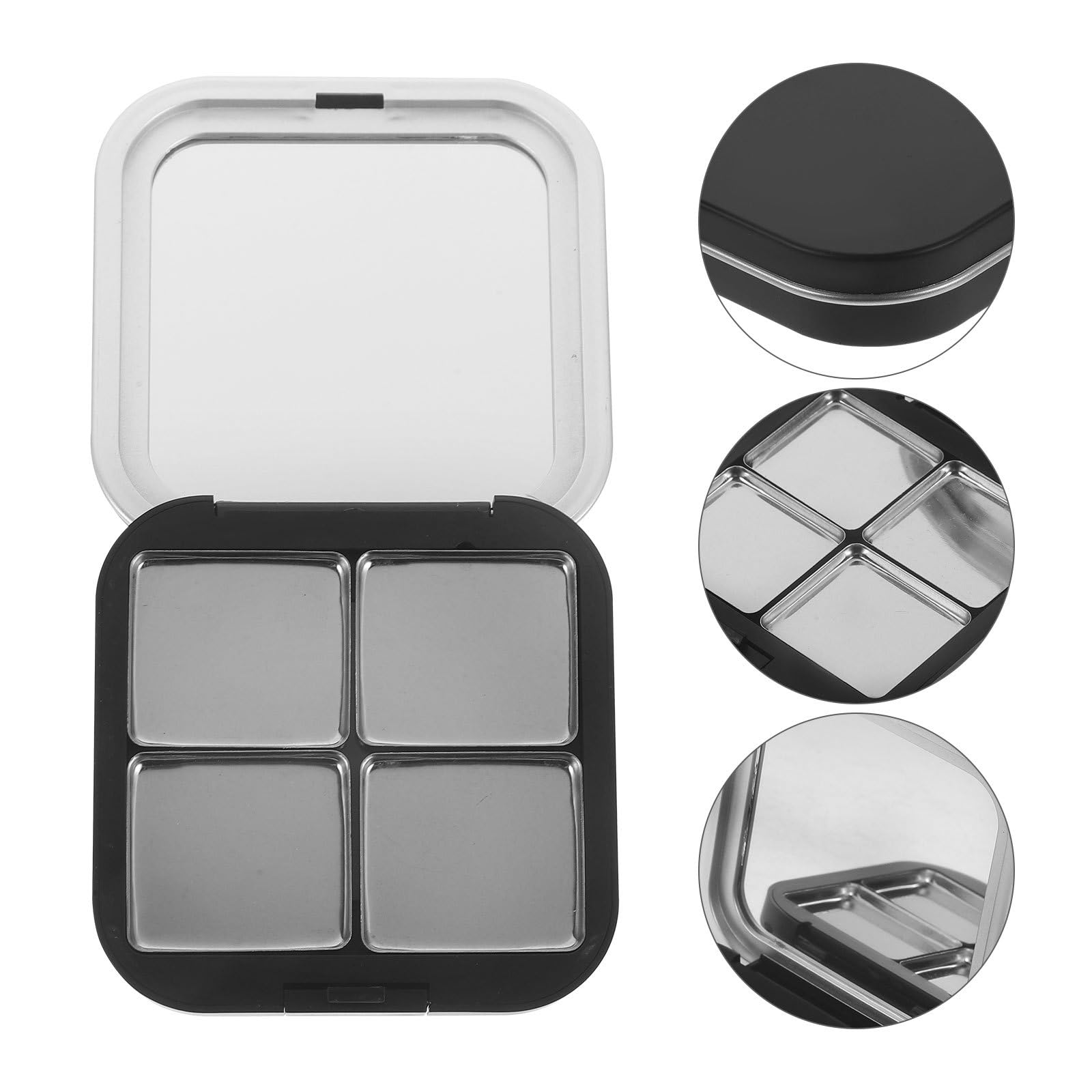 Lurrose 2 unidades de sombras de ojos magnéticas vacías para maquillaje con espejo para pintalabios, paletas de maquillaje