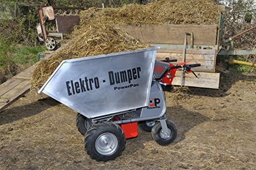 Model 2021 – The Original – Made in Germany – Powerpac MCE400 with 450 Litres Lightweight Rubber Tray – Battery Barrow Electric Wheelbarrow Dumper Motor Wheelbarrow
