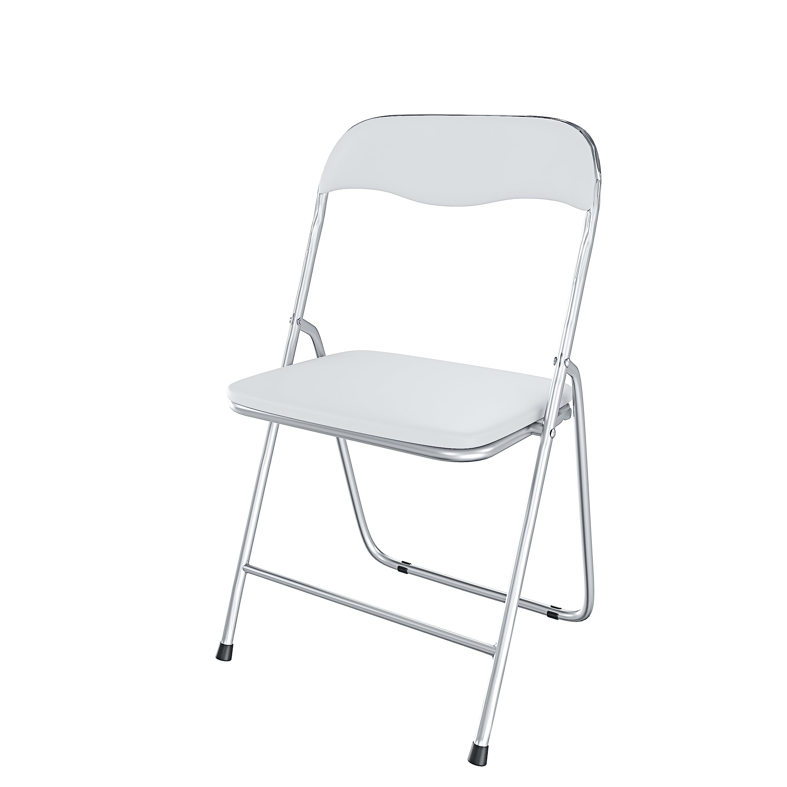 Arreditaly Set da 6 Sedia Pieghevole Slim Opaca in Metallo Sedie Salvaspazio per Ufficio Casa Campeggio Salotto Cucina In Ecopelle con Comoda Seduta Imbottita 78 x 44 x 44 cm (White)