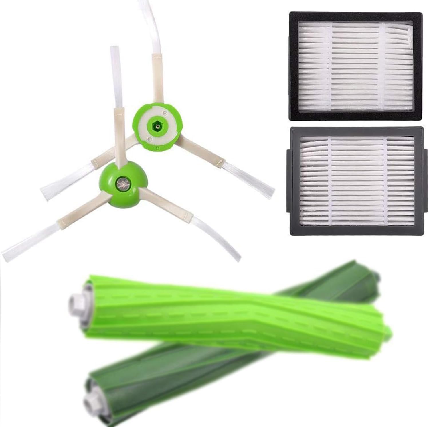 KEEPOW Replacement Parts Accessories Compatible with iRobot Roomba i7 i3 i4 j7 E5 E6 E7 i7+ Vacuum Cleaner Accessories, 6 HEPA Filters, 6 Side Brushes, 1 Set Multi-Surface Rubber Brushes
