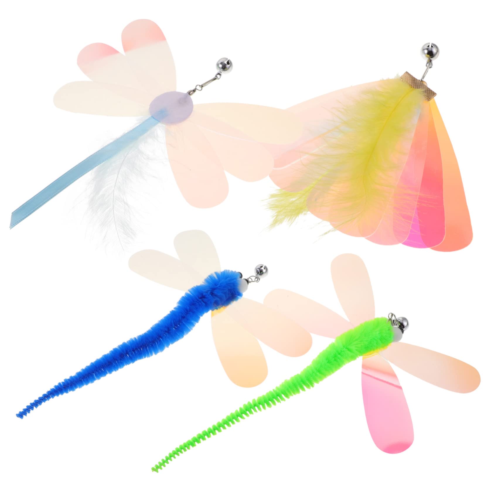 Kisangel 24pièces Recharges De Jouets à Plumes pour Remplacements De Canne Chat avec Libellules Et Et Interactif