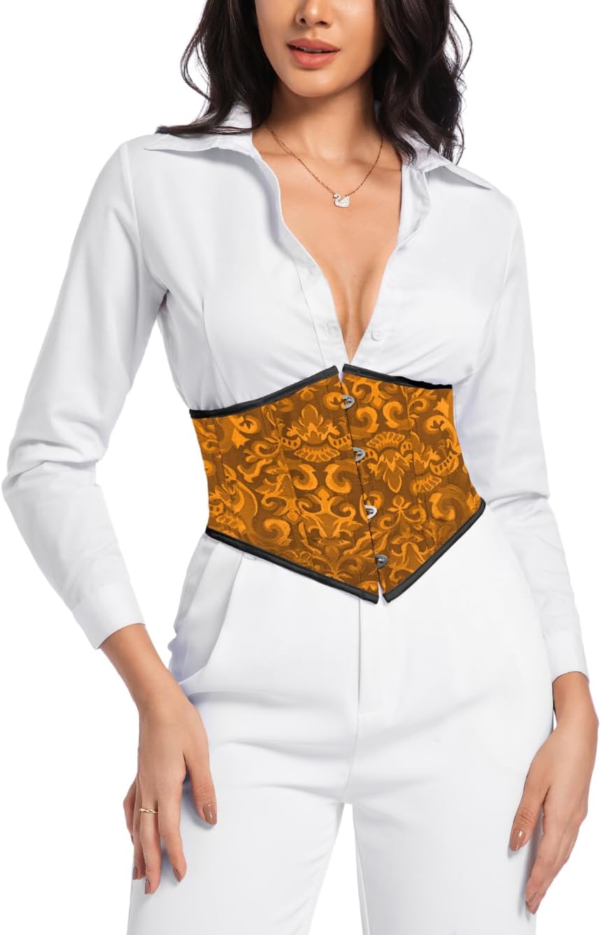 ChiaoLezhee Women's Jacquard Underbust Corset Belt (XS-5XL), Renaissance Floral Waist Cincher, Stylish Going Out Outfits
