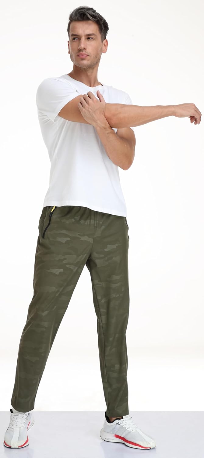 Men's Elastic Waist Hiking Pants Water Resistant Quick-Dry Lightweight Outdoor Sweatpants with Zipper Pockets - Image 6