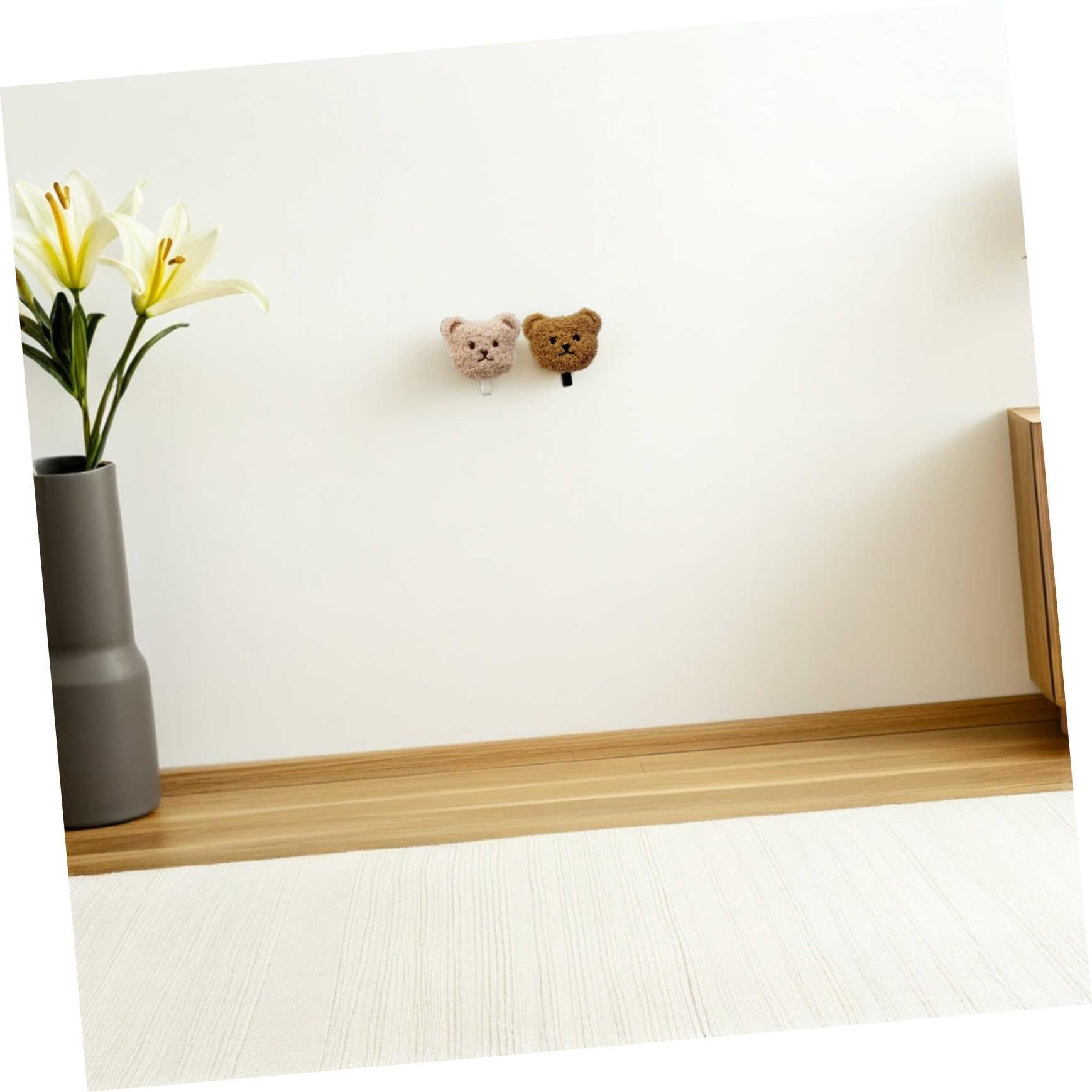 Angoily Ganci Adesivi da Parete Orso in Peluche 2 Pezzi, Gancio Portachiavi e Asciugamani, Facile da Usare Superficie Liscia per Cucina e Bagno