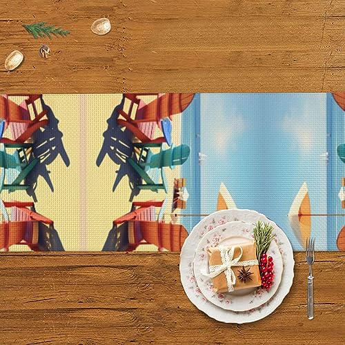 Chemin de table décoratif cuisine long modèle style rustique paysage de plage