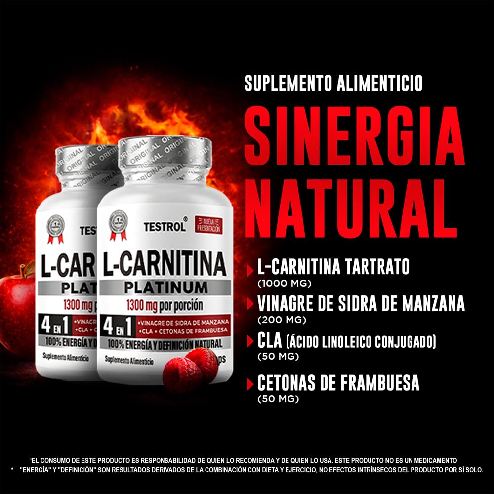 pastillas de vinagre de manzana con l carnitina L Carnitina, Platinum 1300mg por Porción | 4 en 1