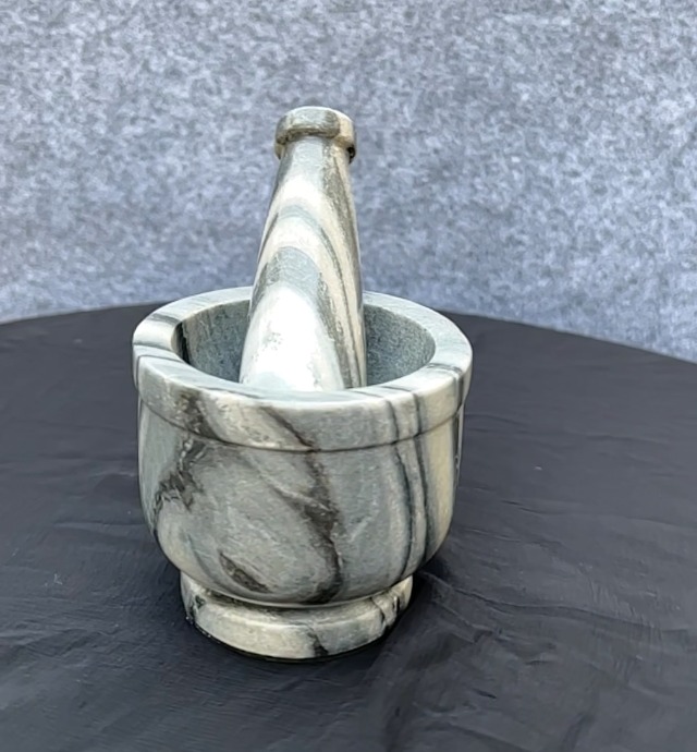 KLÉO Mortier Et Pilon En Pierre Naturelle Noire - Ensemble 10cm Diamètre Pour Épices, Herbes Et Médicaments (1500g)