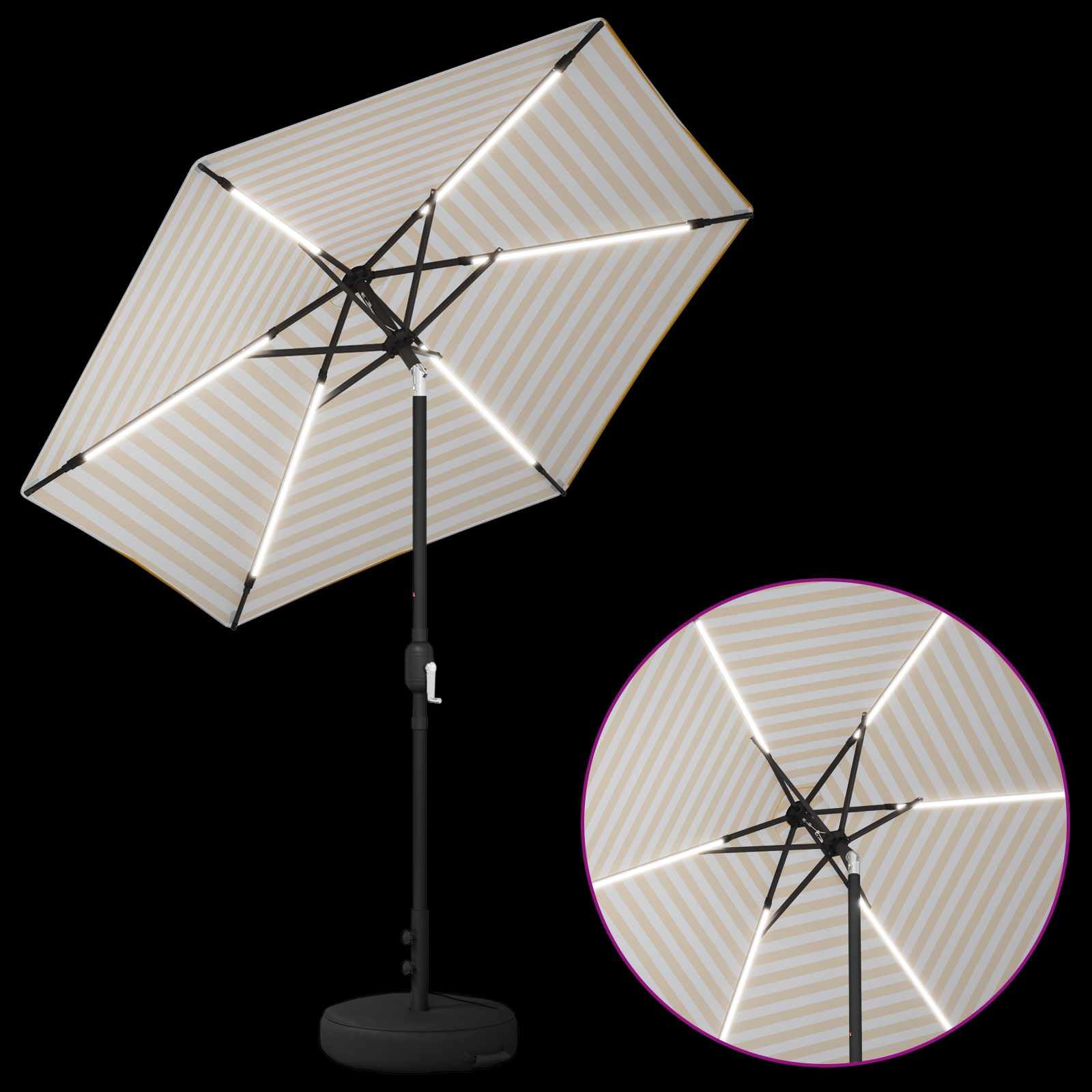 SYDE Parasol ogrodowy ze światłami LED i podstawą 230 x 230 cm