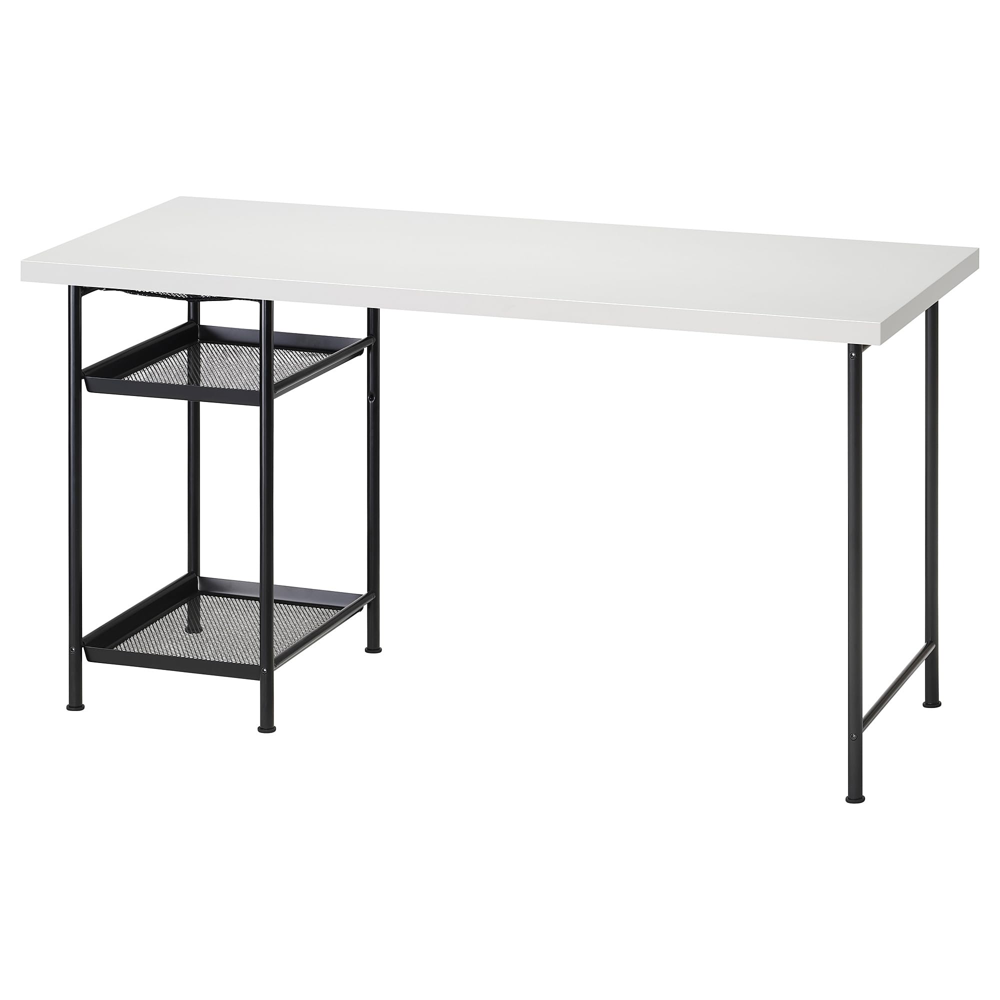 Bureau LAGKAPTEN/SPÄND 140x60 cm blanc noir pour briser le manque de place et ranger vos écrans