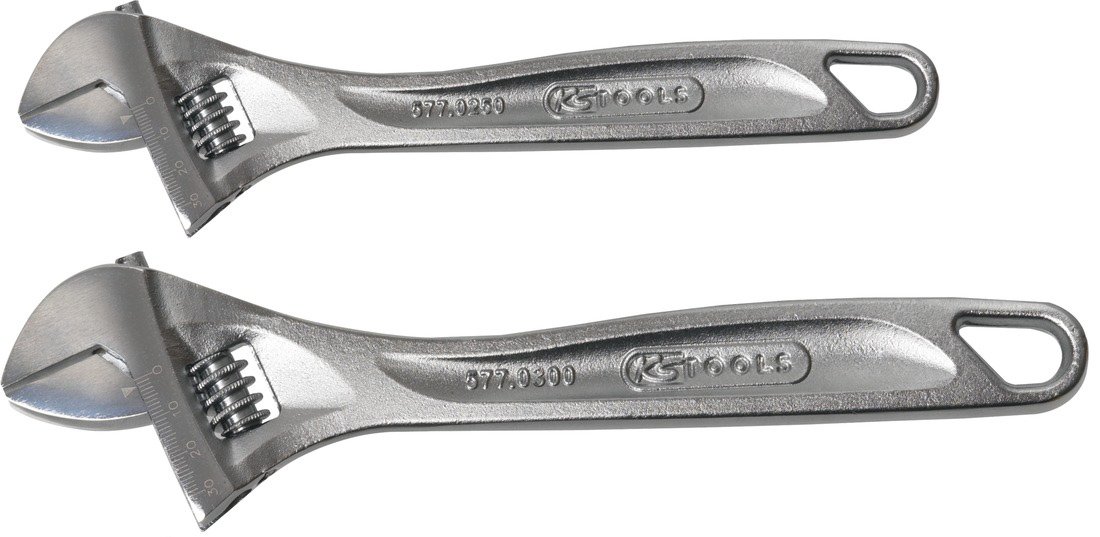 KS TOOLS 577.0299 Jeu de 2 Clés à Molette, 10" - 12" Chromé Satiné