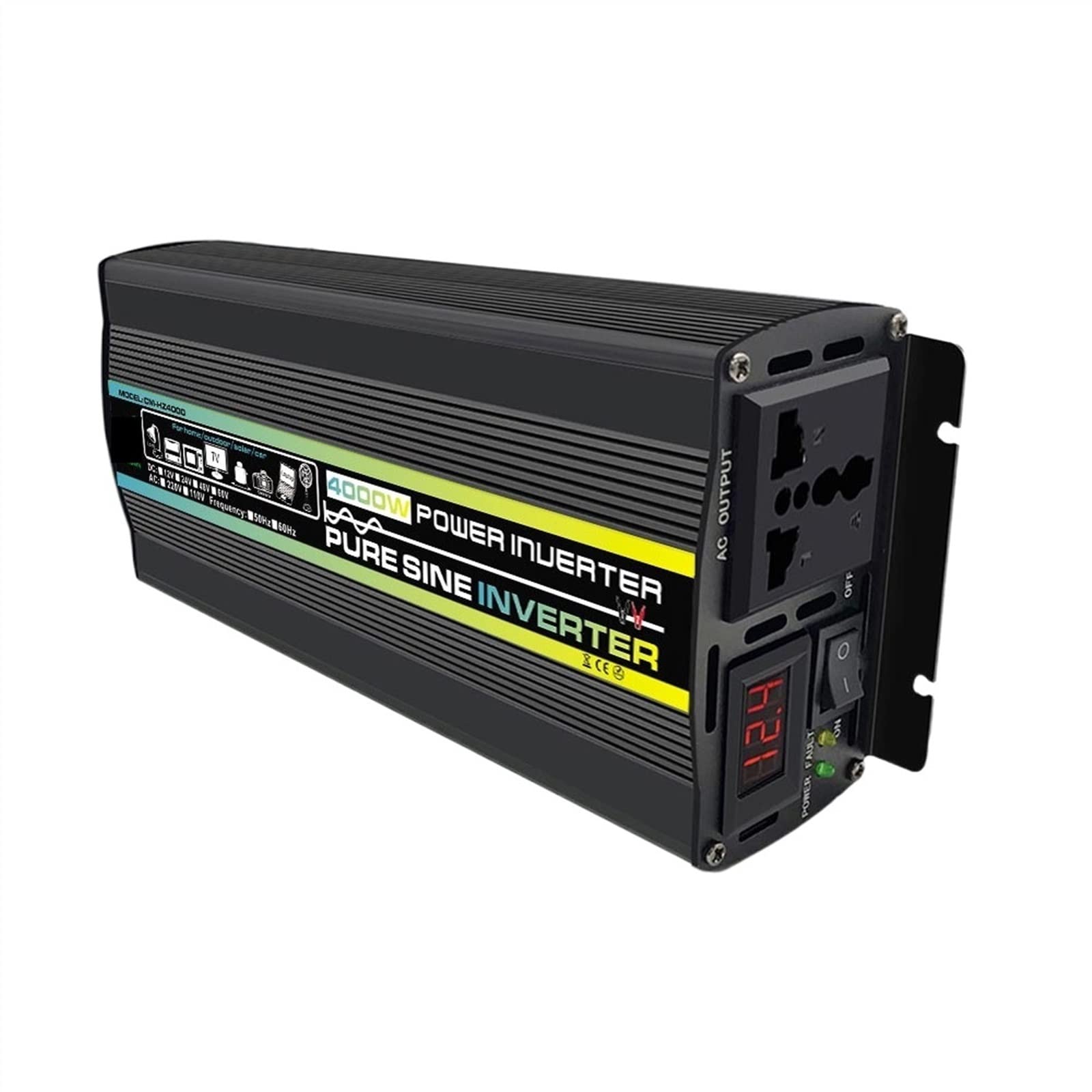 CUDTAPI Pure Sine Wave Inverter 3000W 4000W 6000W 8000W Pure Sine Wave Inverter 12V 220 Power Converter Adaptor Home Solar Inverter Power Bank For Truck Outdoor(4000W,Onecolor)
