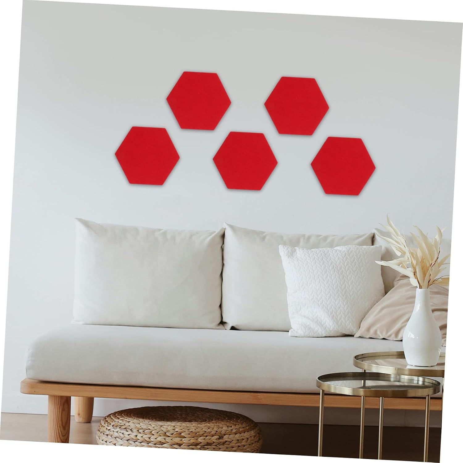 NUOBESTY 12pcs Felt Bulletin Board Tiles Hexagon Acoustic Wall Panels Self-Adhesive Decorative Tiles for Living Office Bedroom