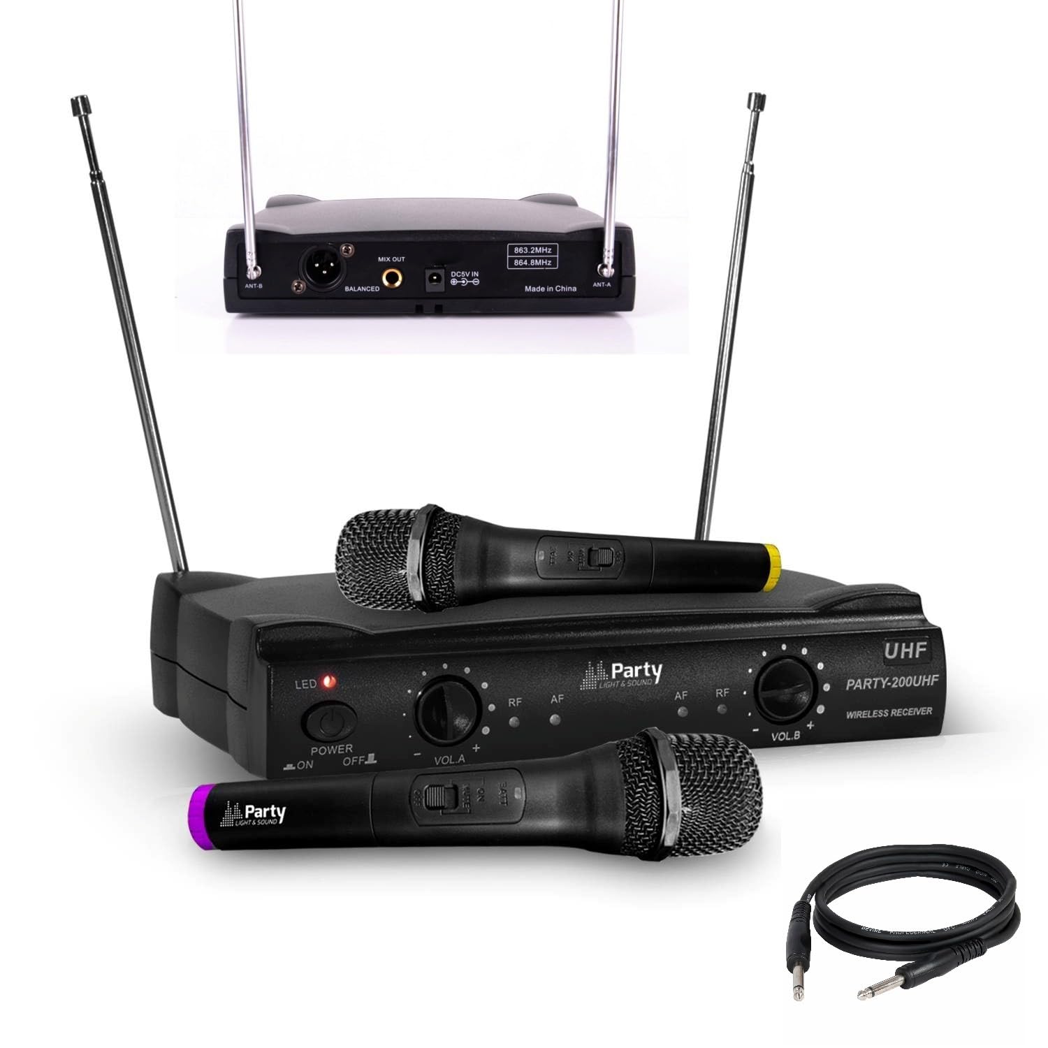 Ibiza - Pacchetto Karaoke Altoparlante portatile USB Bluetooth Ibiza PORT12VHF-BT 700W 4 microfoni senza fili - Supporto tablet SMM20 - Serata Sono