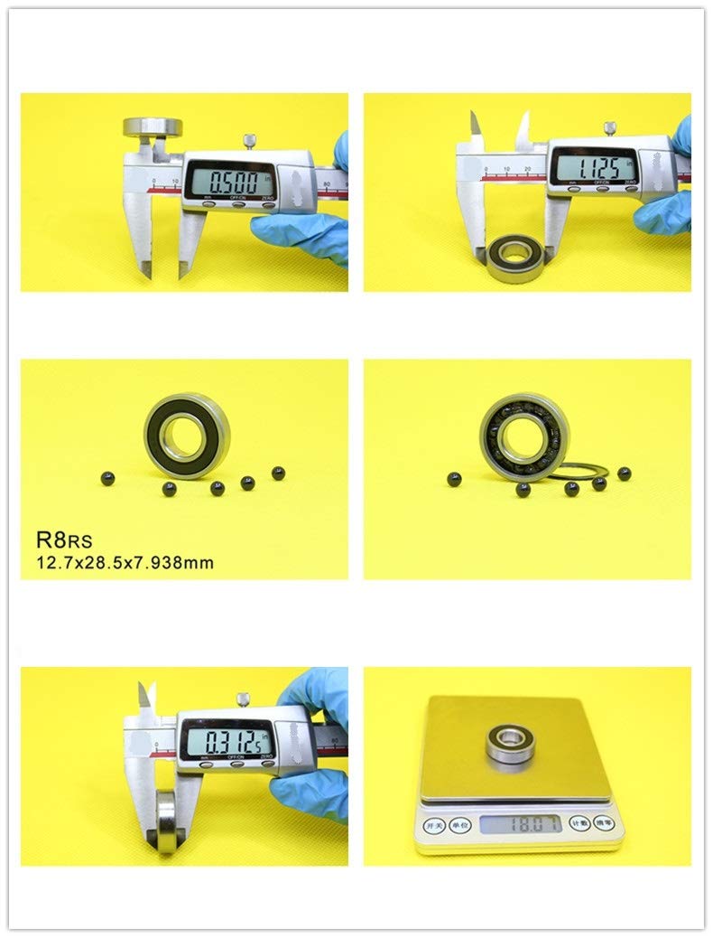 Bearings 1PC R8RS/R6RS Hybrid Ceramic Bearing ABEC-1 Industry Motor Spindle R8HC R6HC Si3N4 Ball Bearings 3NC for car(R8RS)