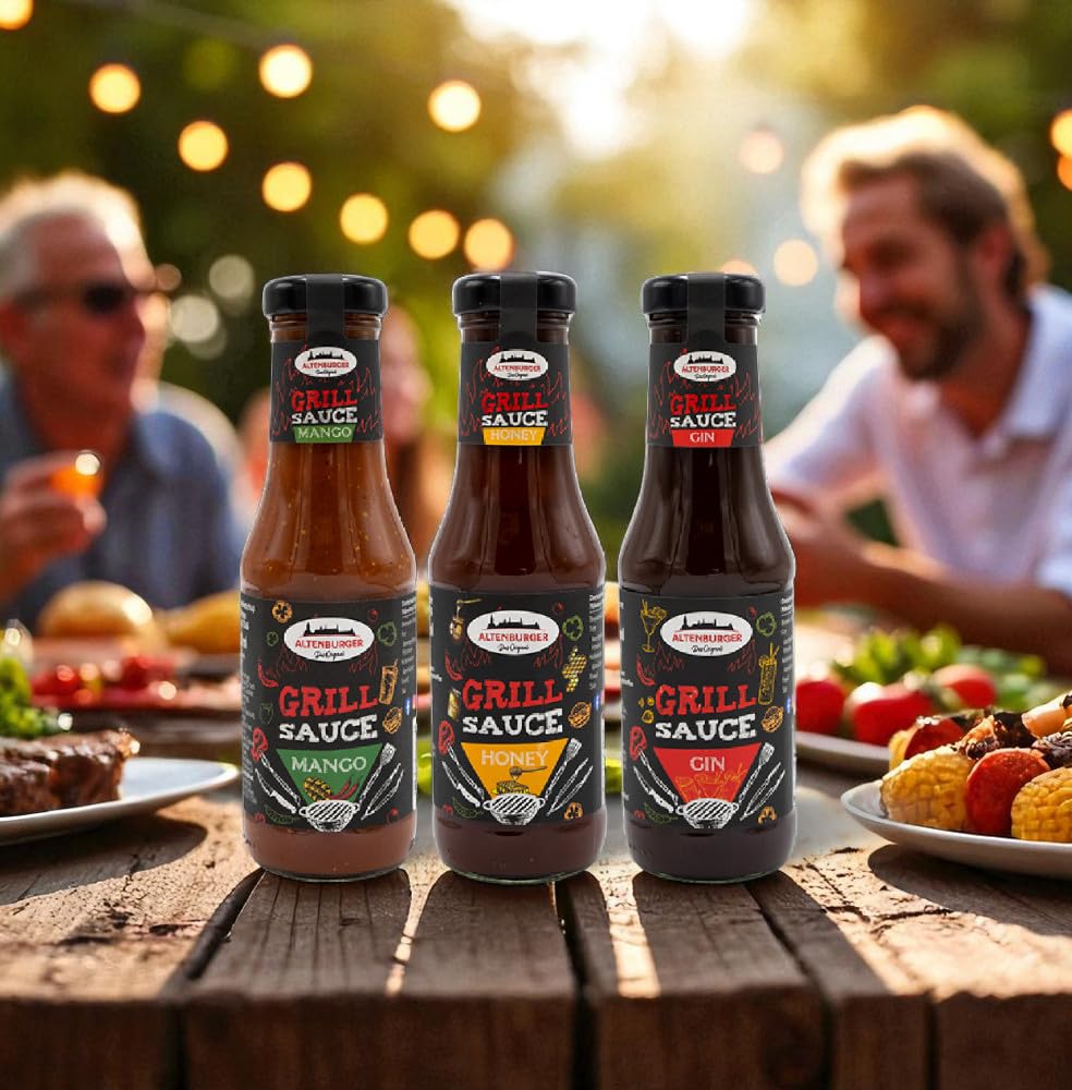 Altenburger Original Grill Sixpack, Grillsaucen Geschenkset mit sechs herrlich leckeren Grillsoßen, Mango, Curry, Whisky und mehr, ideales Grill Geschenk