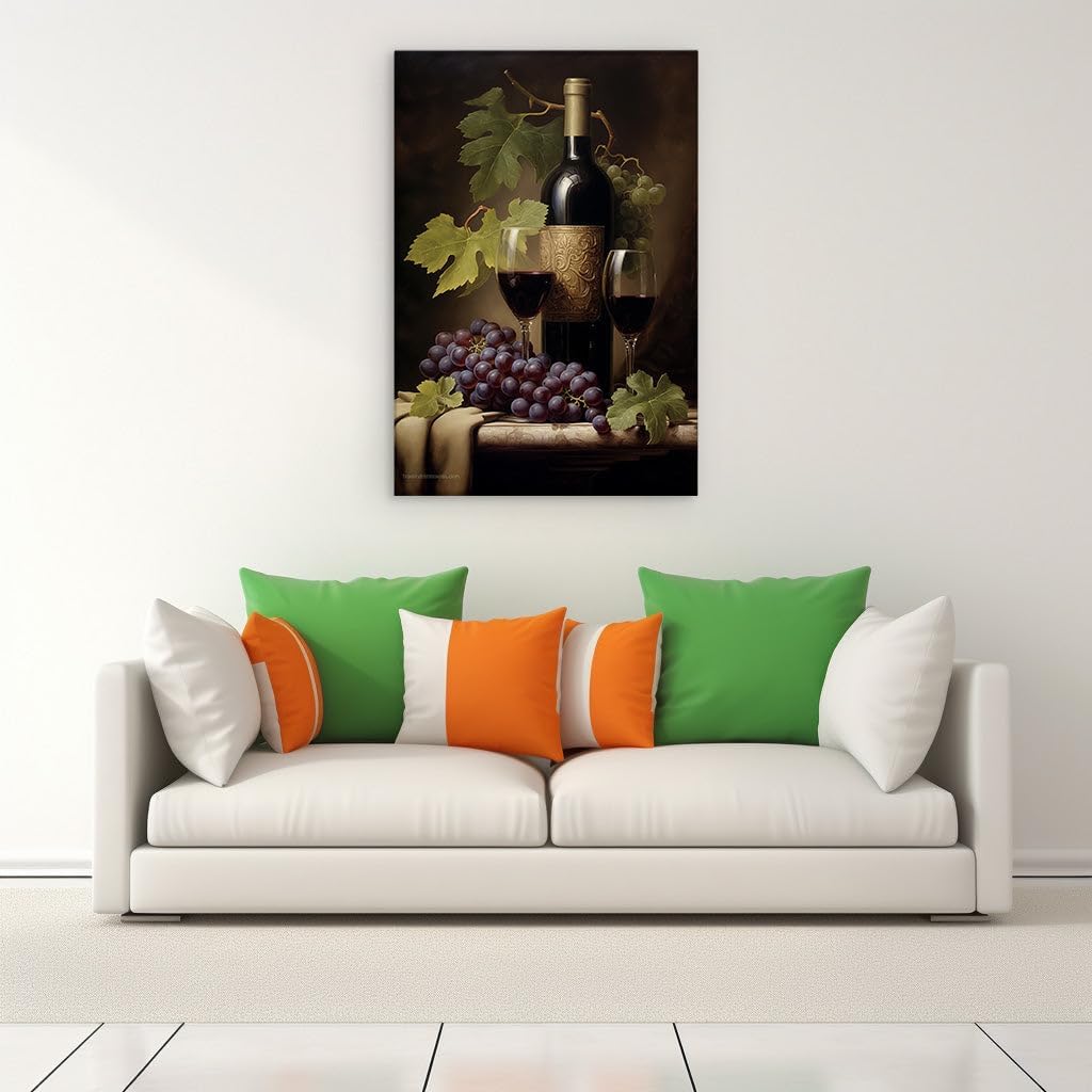 Canvas for Living room. Vintage Elegance: A Toast to Timeless Still Life Beauty, 27 x 18 inch Canvas Wall Art - Contemporary Masterpieces - Retro Home Decor