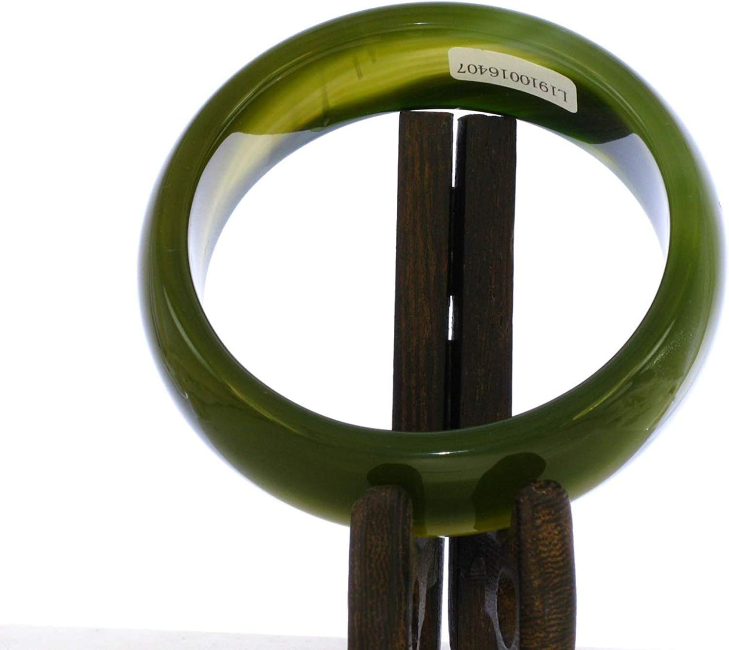 2.6" China Certified Nature Green Chalcedony Jade Women's Bangle Bracelets 6407