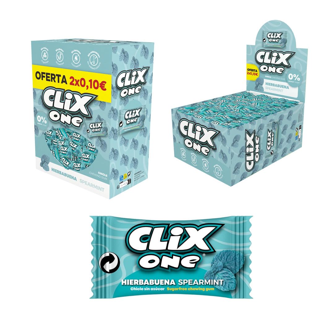 Chicle sin azúcar iChuches Clix 150 Hierbabuena sin gluten sin lactosa