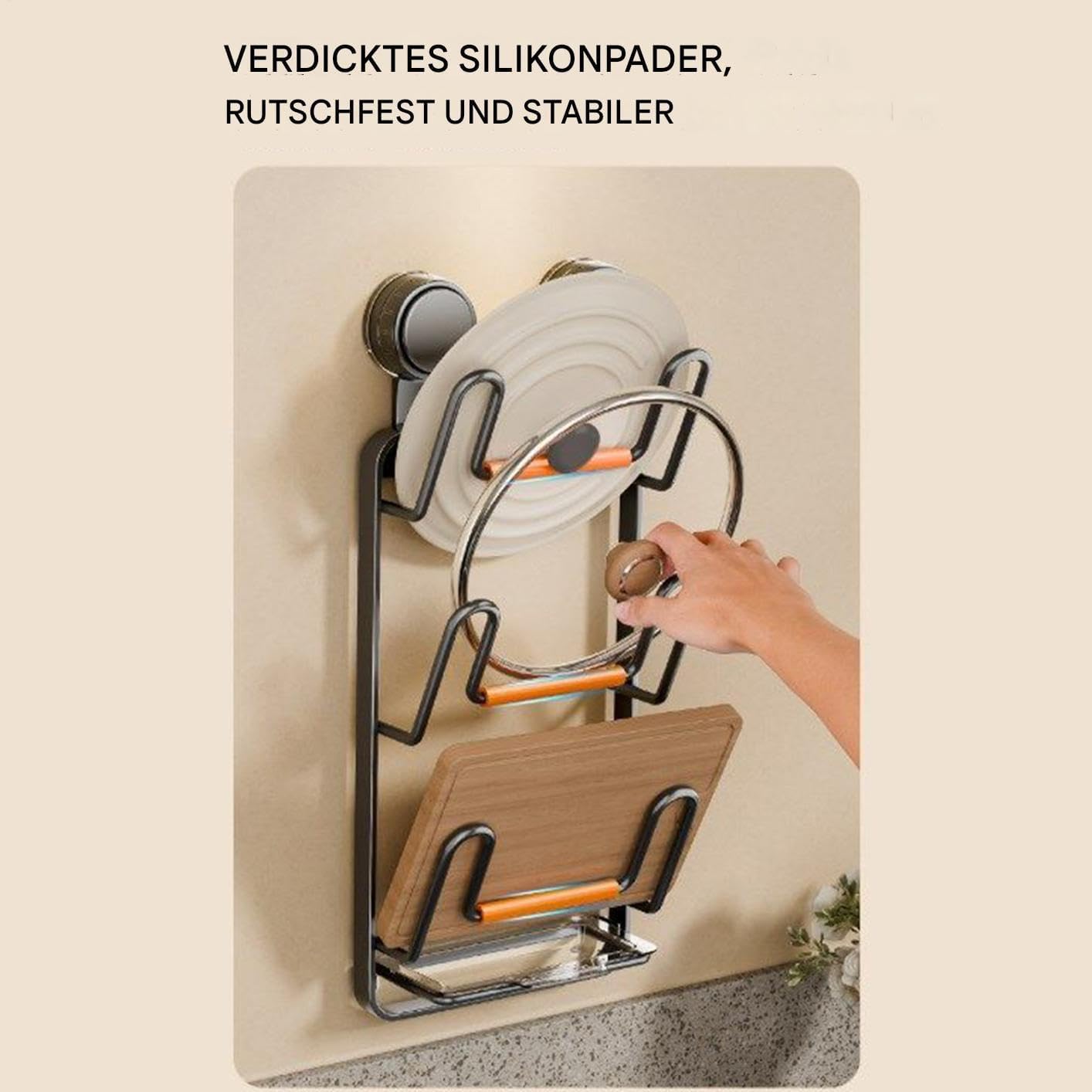 Wandmontierter Topfdeckelhalter mit Saugnapf, platzsparende Küche für Deckel, ideal für Schränke, Esszimmer, Zuhause und Restaurants