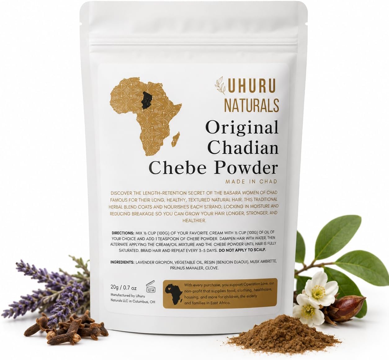 ChadianChebe™ Hair Powder (50 Grams) | Authentic African Herbal Powder from Chad for Hair Growth & Strength | Traditional Botanical Treatment for Thick, Healthy Hair