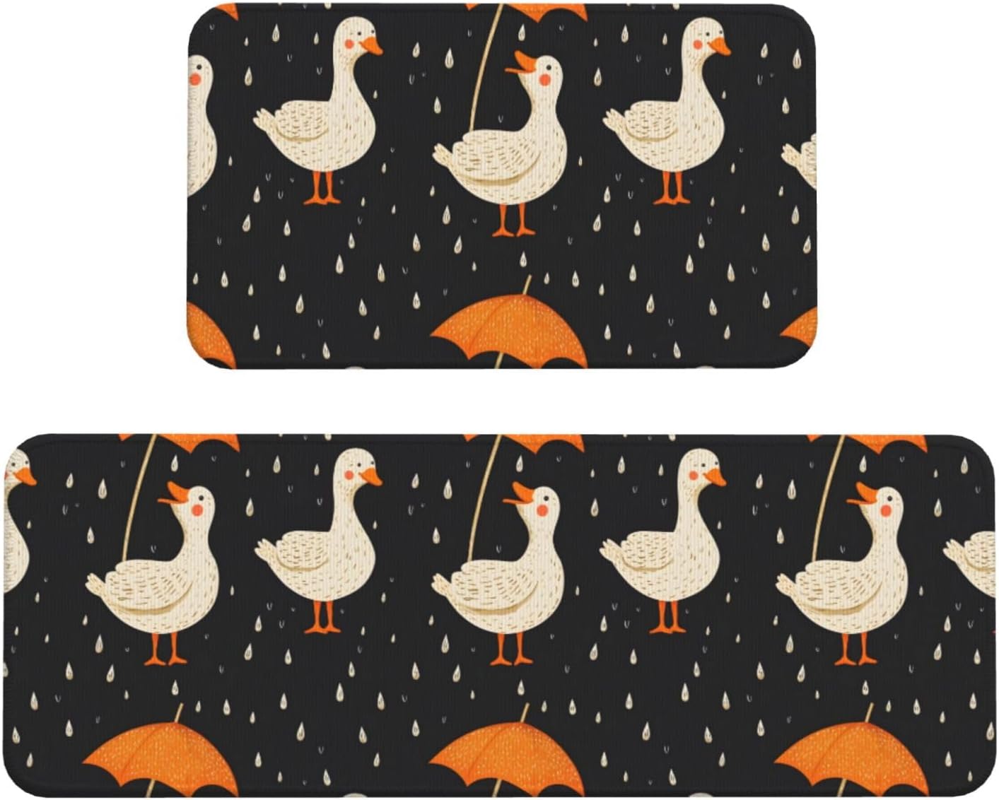 Cute Umbrella Goose Print Kitchen Rugs Sets of 2 Non Slip Washable, Anti Fatigue Kitchen Mats for Floor, Home Decor
