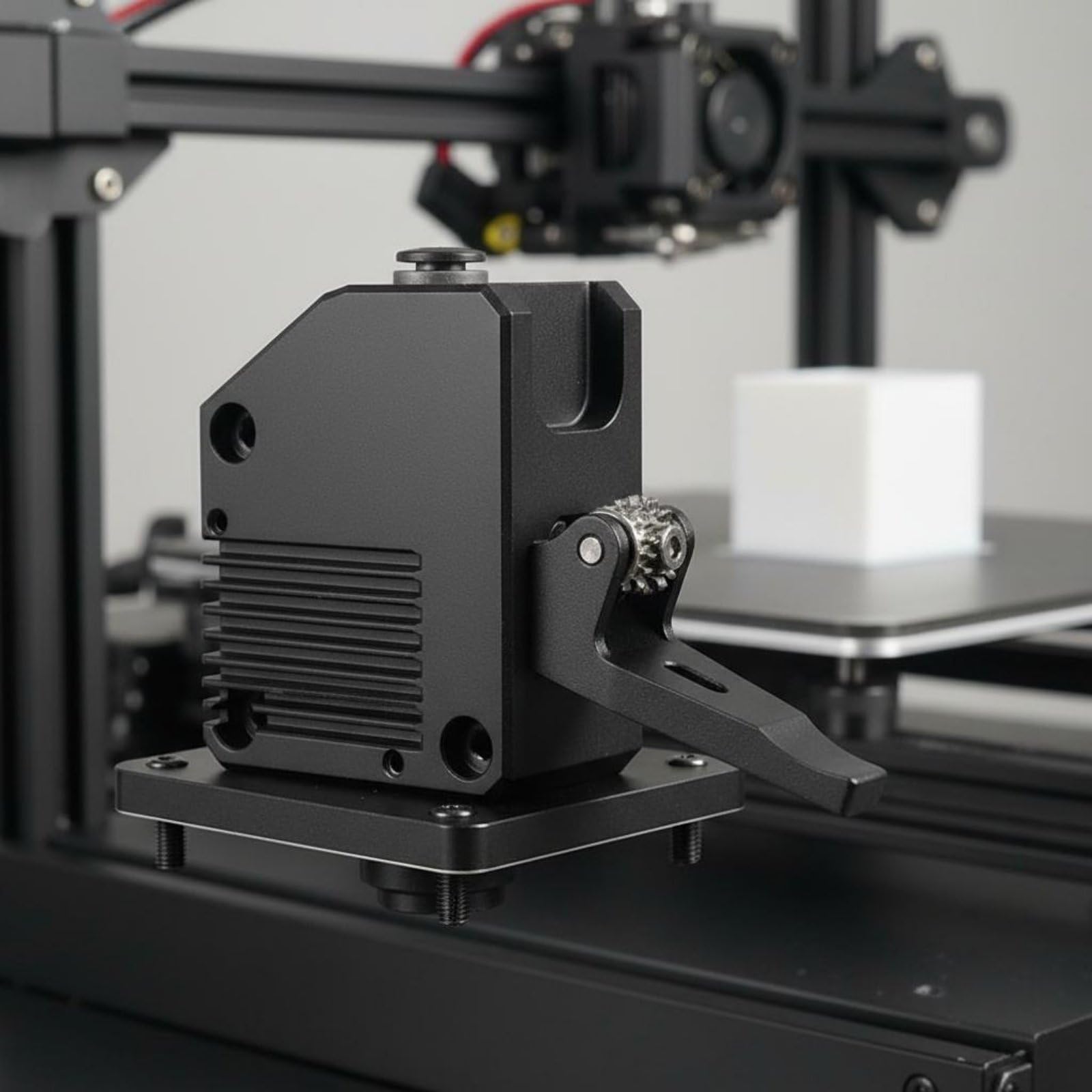 Extrudeuse d'Imprimante 3D Extrudeur à Double Engrenage Entraînement Filament Rapport 3 1 Corps Métal Dissipation Optimisée Roues Acier Trempé, Noir, Gaucher