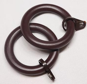 2.5 Inch Wooden Drapery Curtain Rod Rings, 20 Pcs for 1-1.5 inch Rod Pole, 1.8 INCH Inner Dia, Handmade Wooden Farmhouse Beech Wood Vintage Look Black Walnut