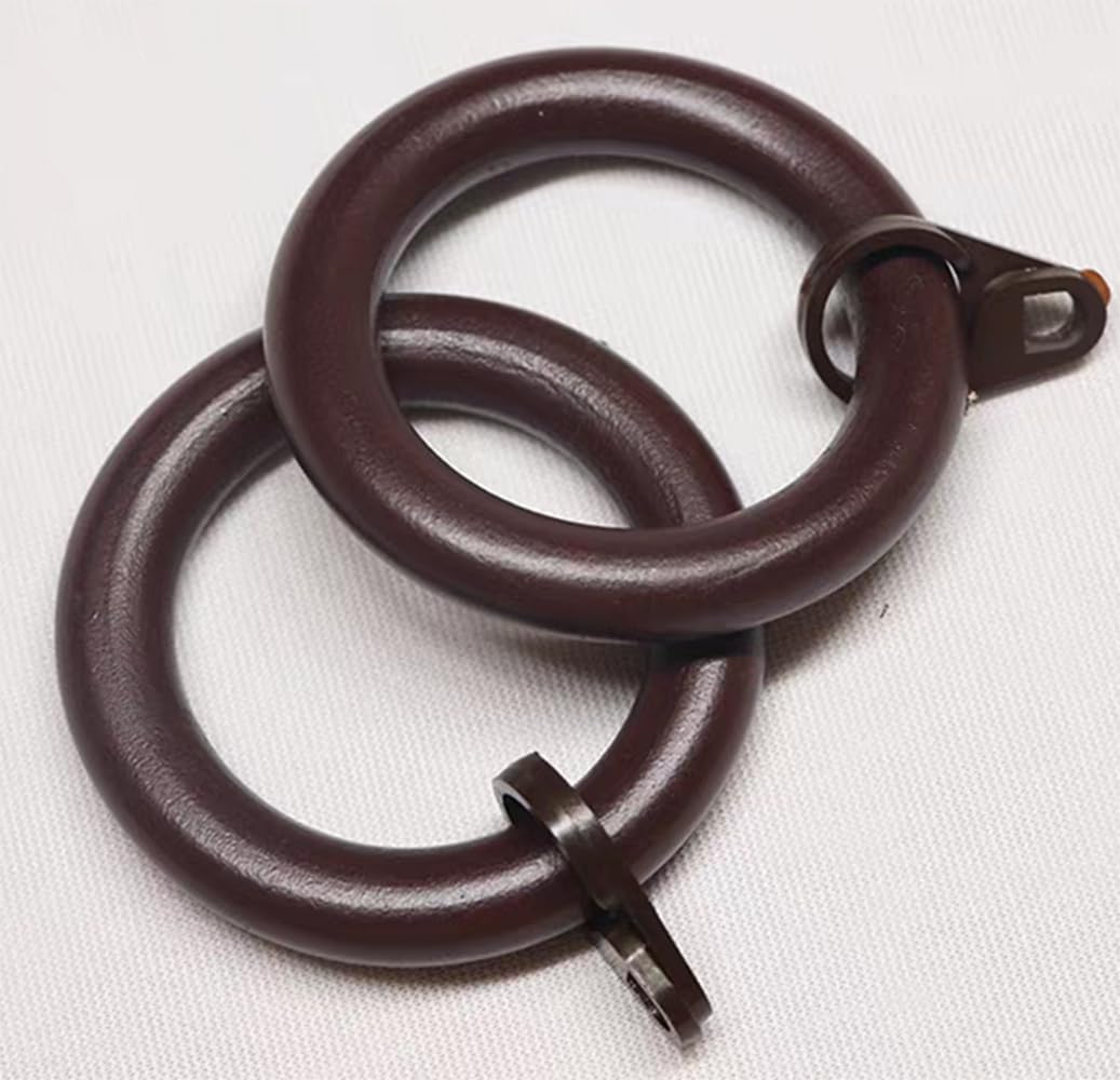 Photo 1 of 2.5 Inch Wooden Drapery Curtain Rod Rings, 20 Pcs for 1-1.5 inch Rod Pole, 1.8 INCH Inner Dia, Handmade Wooden Farmhouse Beech Wood Vintage Look (Black Walnut)