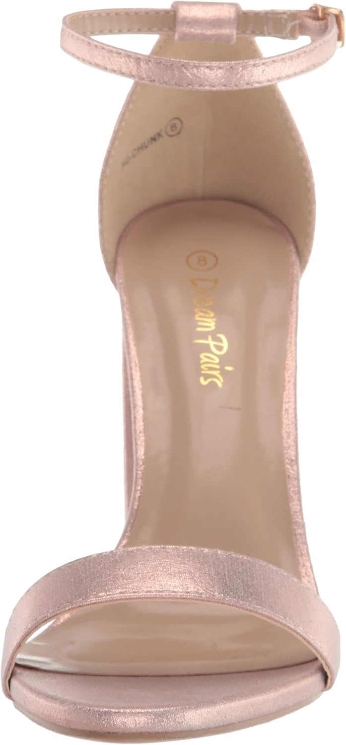 DREAM PAIRS Women's Hi-Chunk High Heel Pump Sandals 5.5 Champagne Pearl