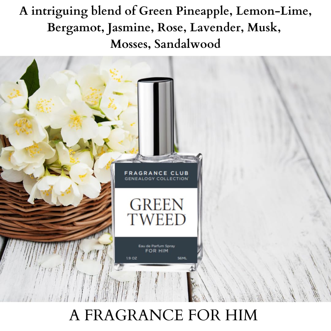FRAGRANCE CLUB Green Tweed Eau de Parfum for Men – Long Lasting Fresh Green & Woody Cologne – Classic Masculine Luxury Inspired Fragrance – 1.9 oz