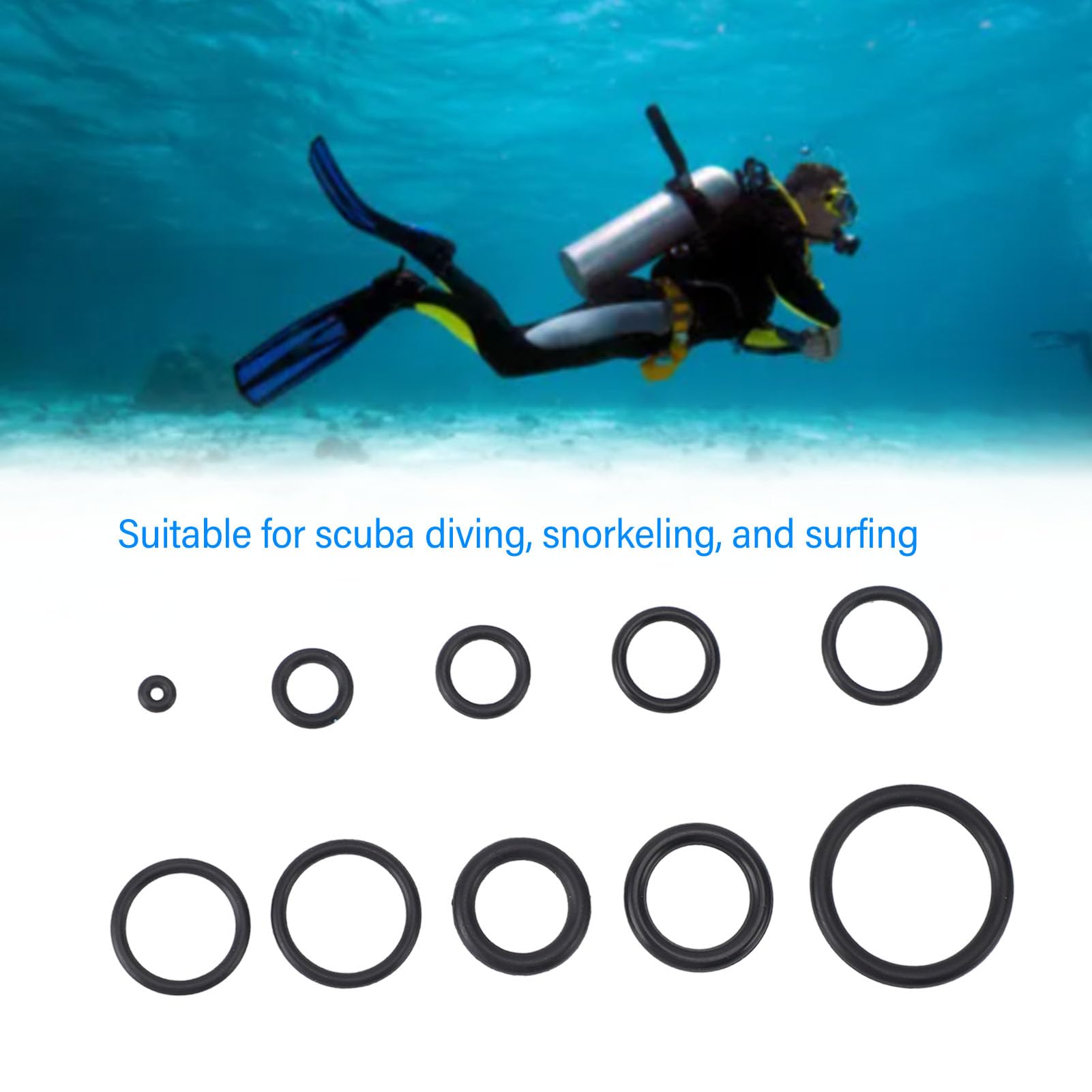Kit O-ring per Immersione 50 Pezzi Plastica Duro 10 Dimensioni Scatola Trasparente Snorkeling Surf Subacqueo