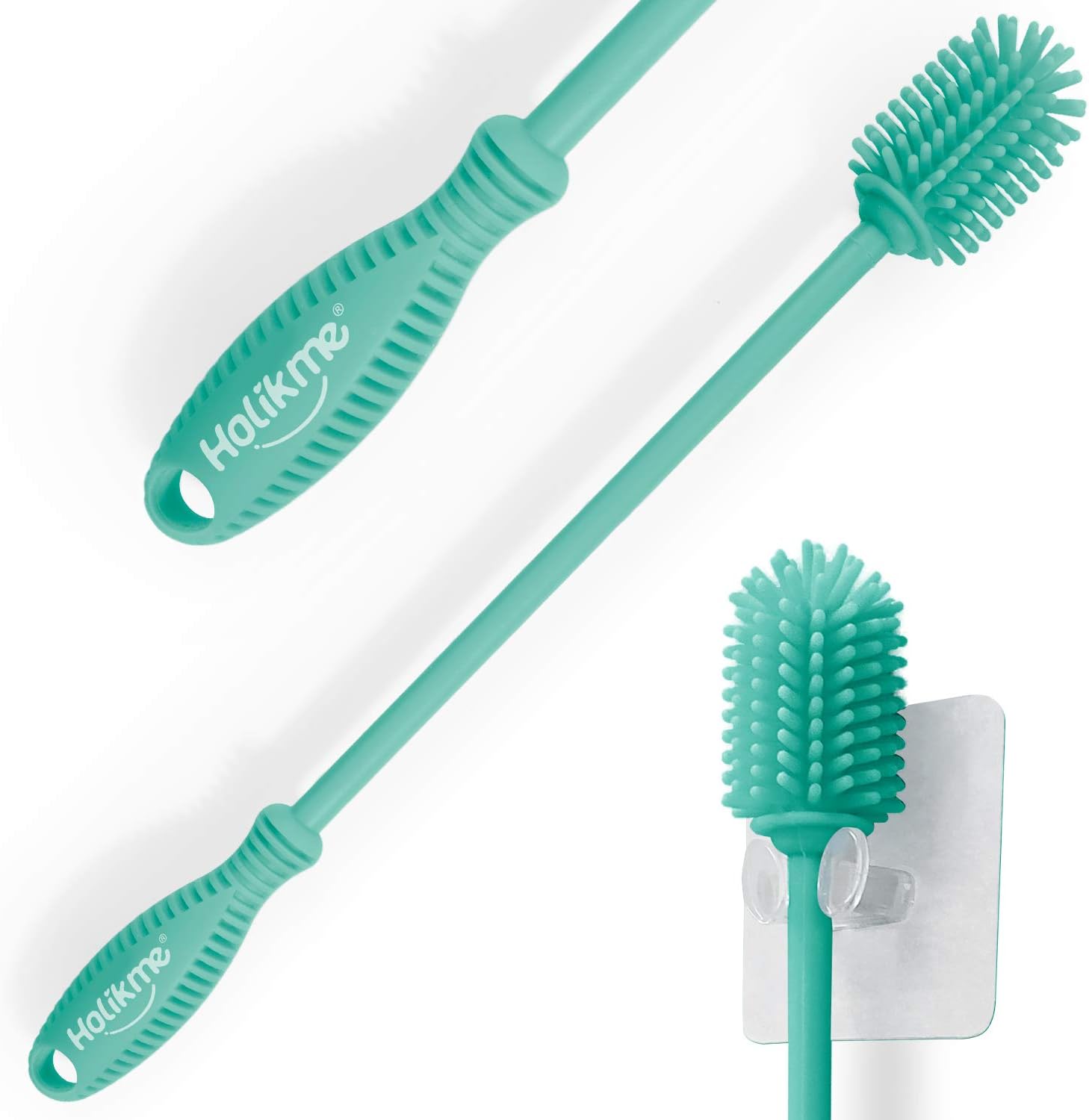 Holikme Silicone Bottle Brush Bottle Cleaner for Your Bottles Vase and Glassware Water Bottle Cleaning Brush for Washing Containers Light Green