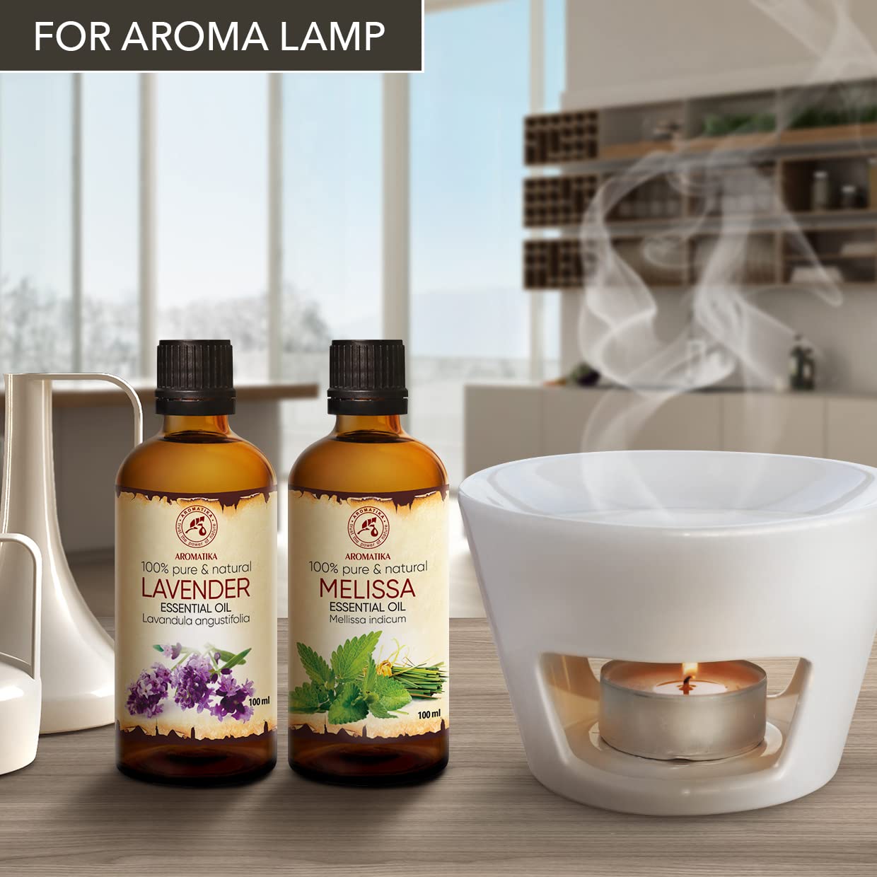 Lavendelöl & Melissenöl - Set 2x100ml – Ätherische Öle für Diffuser & Raumduft – Frisches Kräuteraroma für Zuhause