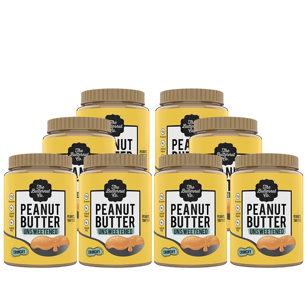 The Butternut Co. Natural Peanut Butter (Crunchy) 1kg, PACK OF 8, Unsweetened, 32g Protein, No Added Sugar, 100% Peanuts, No Salt, High Protein Peanut Butter, Vegan (B0BQHYWGQF) Amazon Price History, Amazon Price Tracker
