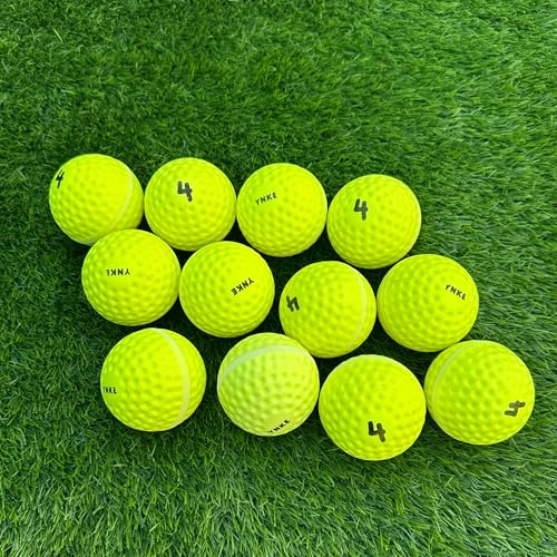 Image of YNKE GAA Hurling Dimple PU Fireballs Speed Ball All Weather Wall Balls Training Practice Size 4 (Yellow)
