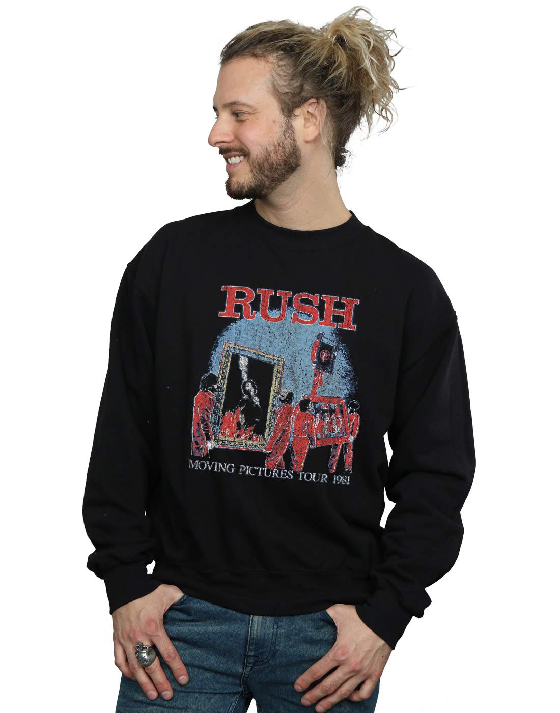 Absolute Cult Men's Black Rush Moving Pictures Tour Sweatshirt Large