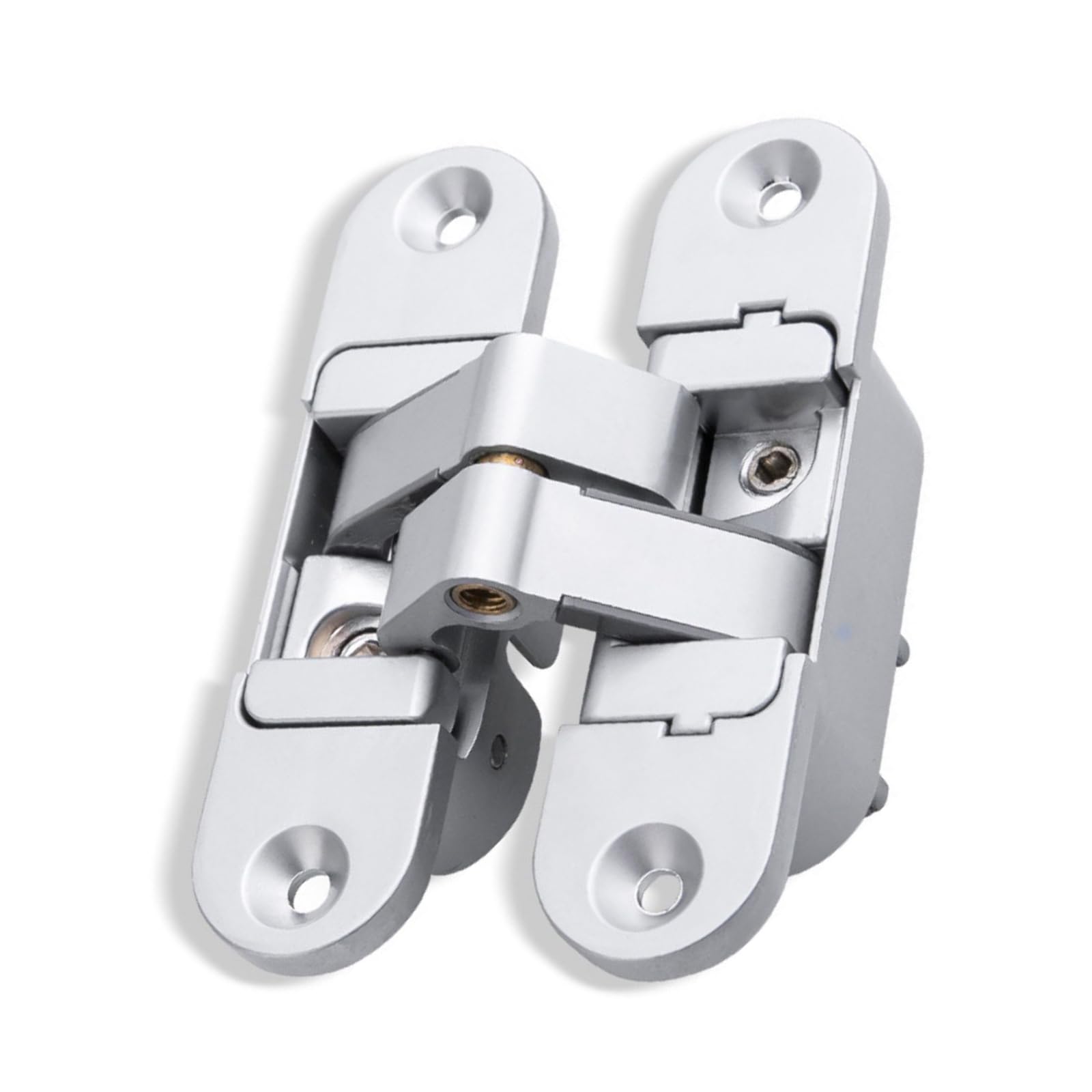 Hogtnd Silver Right Open Invisible Door Hinges 180 Degree Swivel Concealed Hinge Heavy Duty Zinc Alloy Butt Hinge For Wood Foldable Invisible Door Hinges