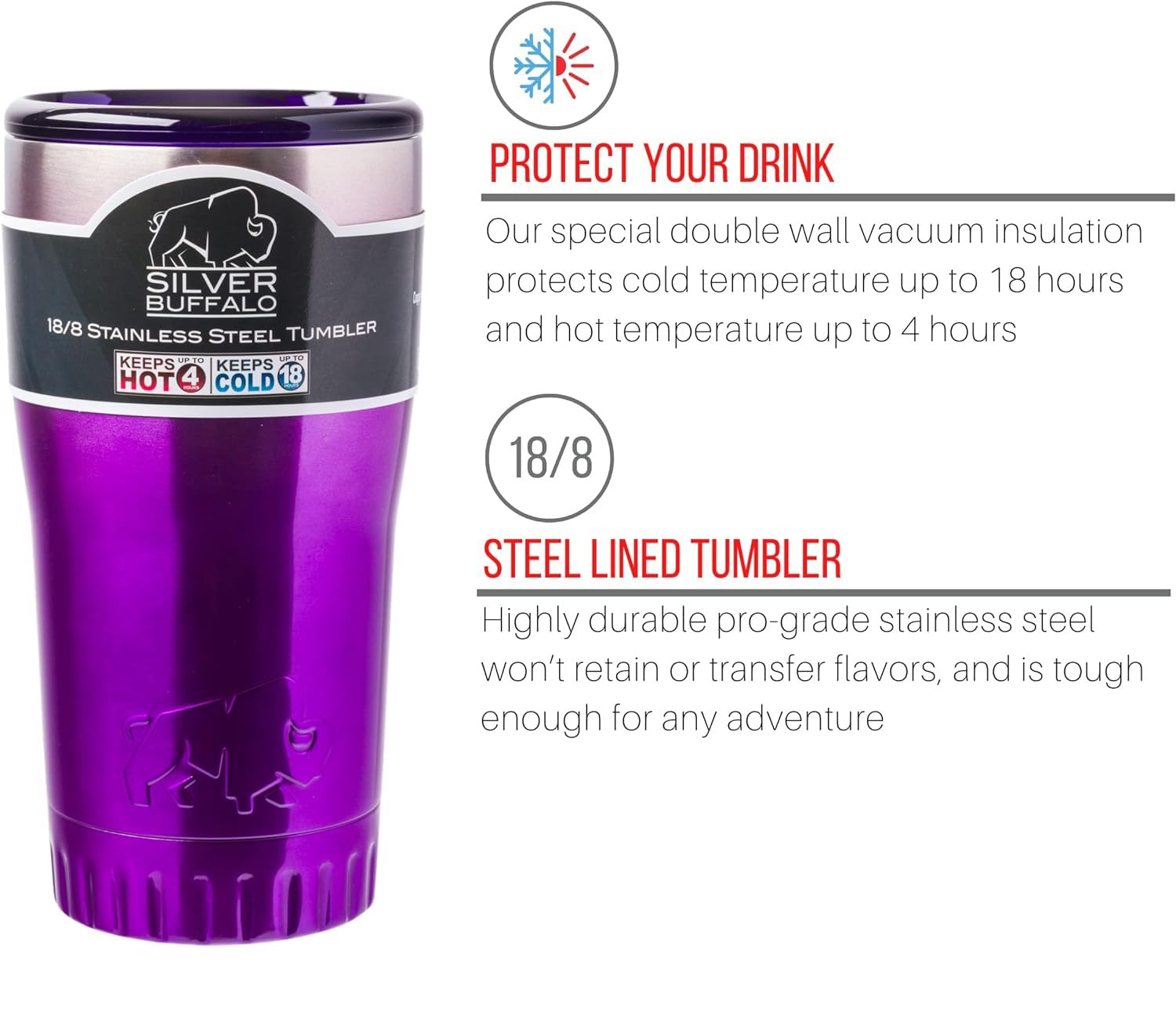Amazon.com | Silver Buffalo Double Walled Vacuum Insulated Stainless Steel  Tumbler With Easy Sip Lid Keeps Hot and Cold, Travel Coffee Mug Clear Lid,  20 Ounces, Ombre Purple: Tumblers & Water Glasses