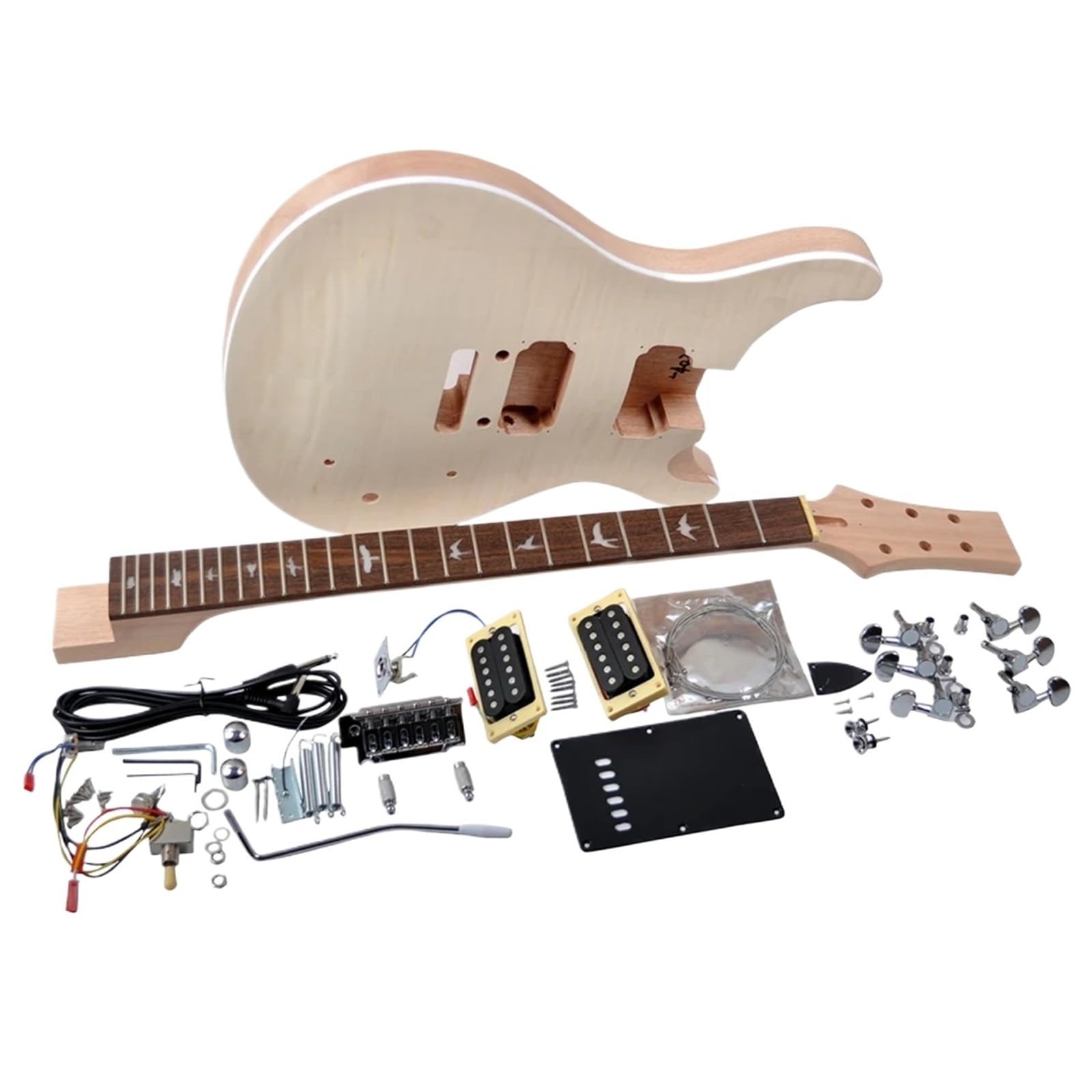 Kit de guitarra eléctrica DIY, cuerpo de caoba, cuello, diapasón de palisandro, 24 trastes